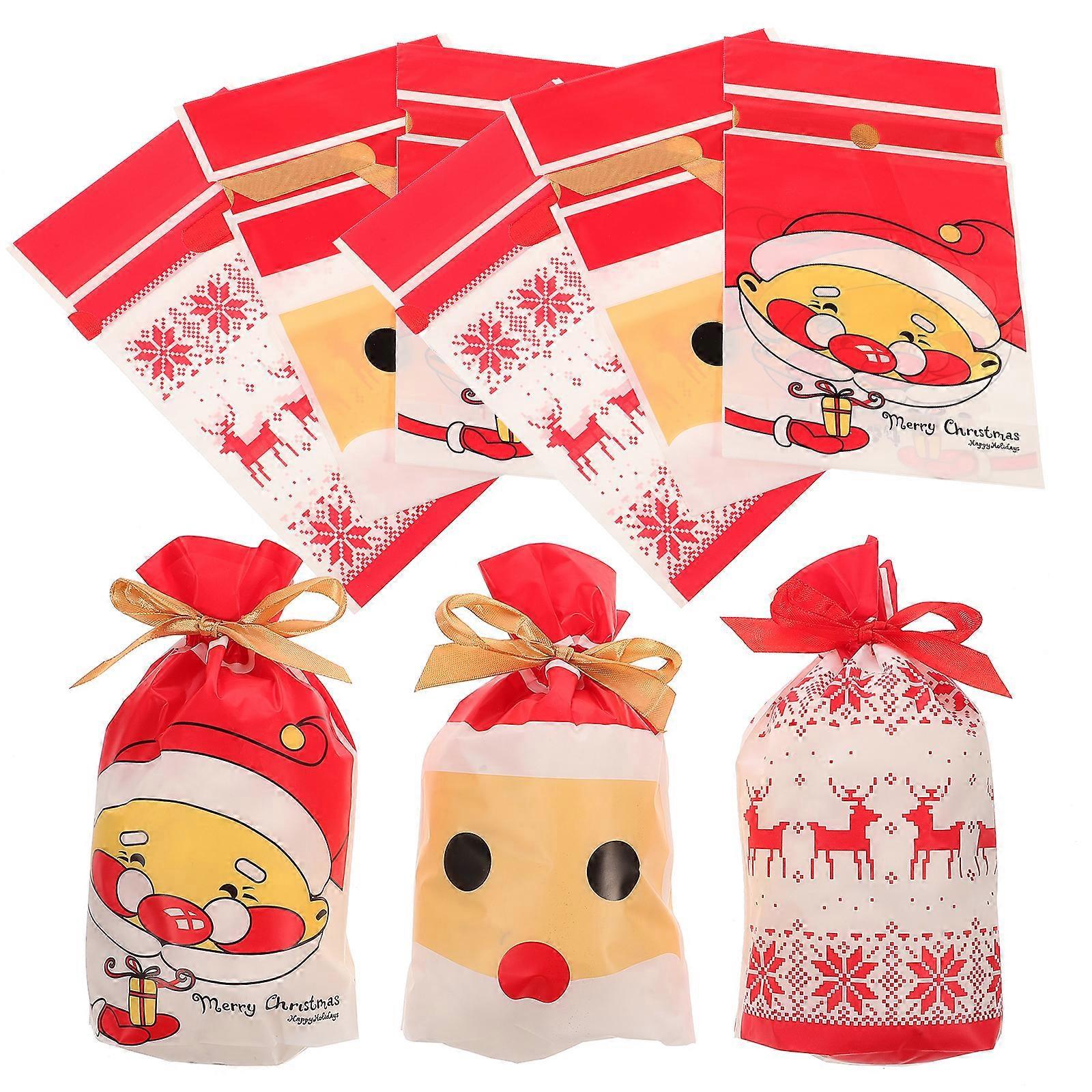 50 Stück Weihnachtliche Bonbonpapierchen, Niedliche Beutel Mit Kordelzug, Verschiedene Designs-23.5x14.5cm