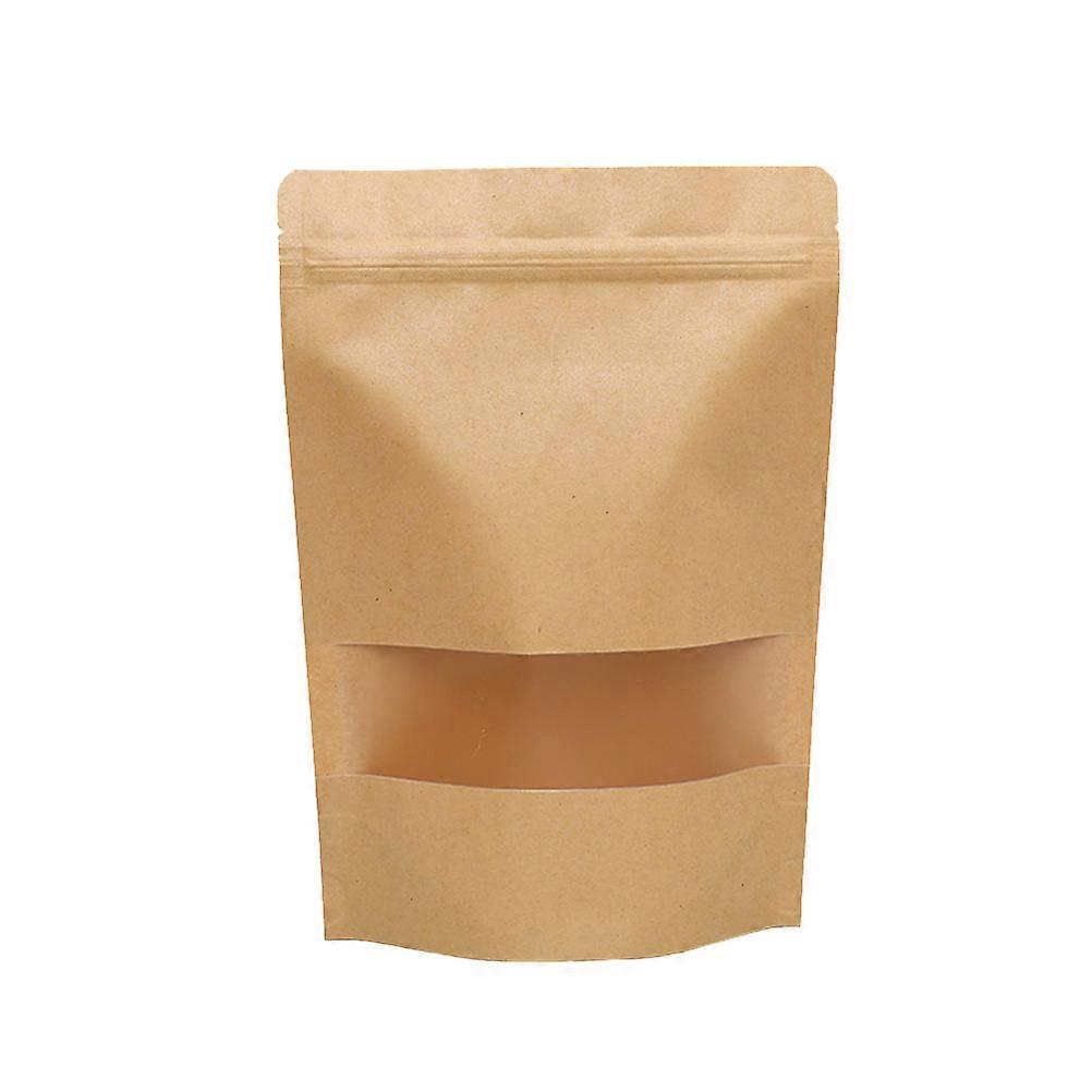 50 Stück Kraftpapier-verpackungsbeutel Mit Sichtfenster, Standbodenbeutel Für Lebensmittel, Geschenke, Trockenfrüchte, Tee, Verpackungsbeutel Mit Reißverschluss Und Selbstverschluss (18 X 26 Cm)