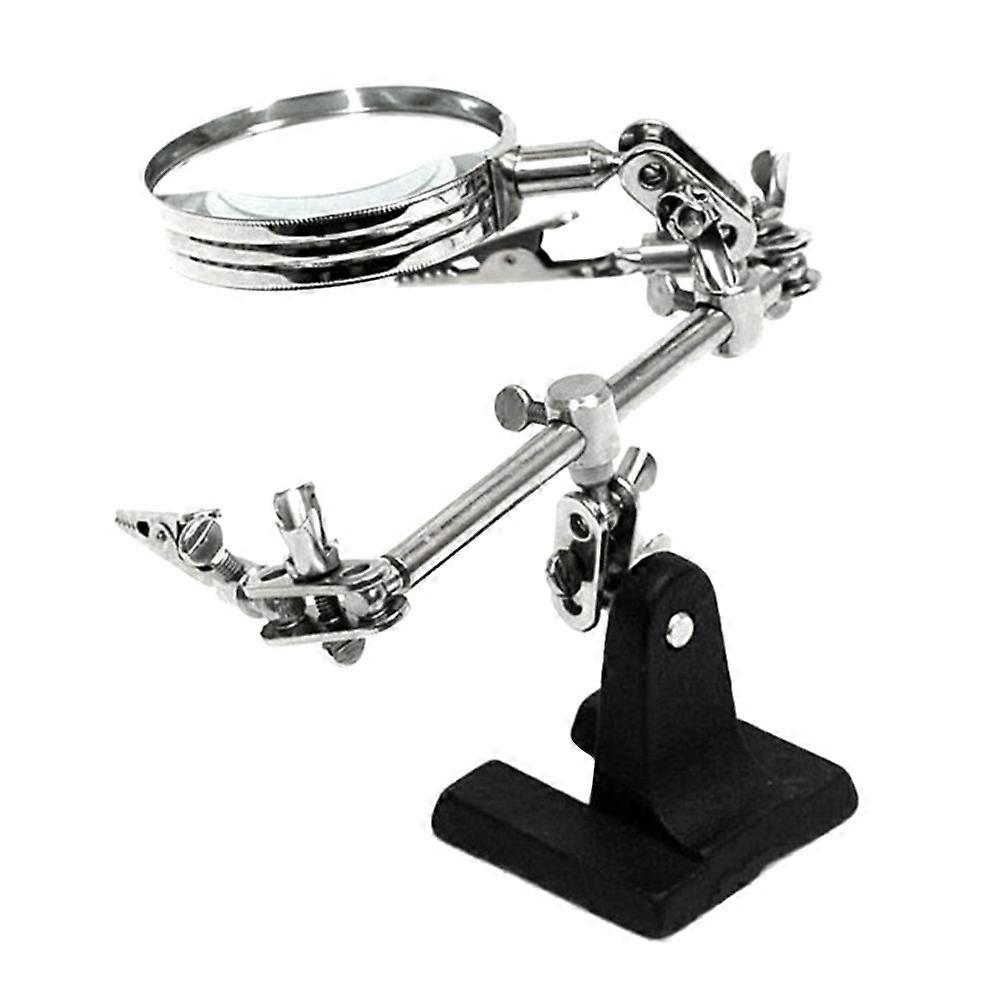 Set Professionelles Dreihand-vergrößerungswerkzeug 5x Zusatz-clip-on-vergrößerungsglas Schweißhalterungsset Mit Doppelclips (schwarz)-14x4x8cm-black