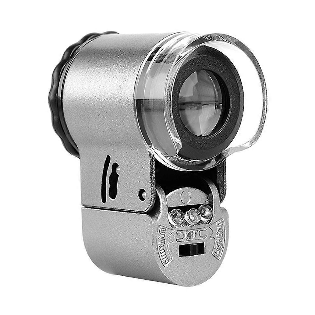 Taschenlupe 50x, Led-licht, Geldscheinmikroskop, Taschenmikroskop 50x Led-mikroskop-4.83.62.2cm-silver