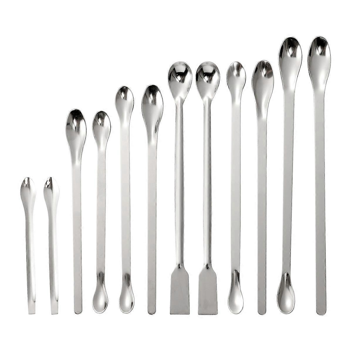 Ukcoco 12-teiliges Edelstahl-löffelspatel-set / Laborprobenlöffel / Mischspatel / Mikrospatel