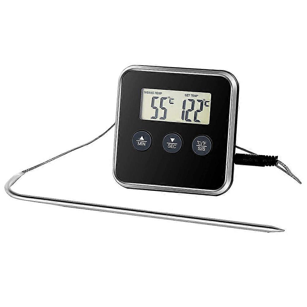 Küchenthermometer Mit Sofortanzeige, Digitales Lebensmittelthermometer, Küchentimer-black
