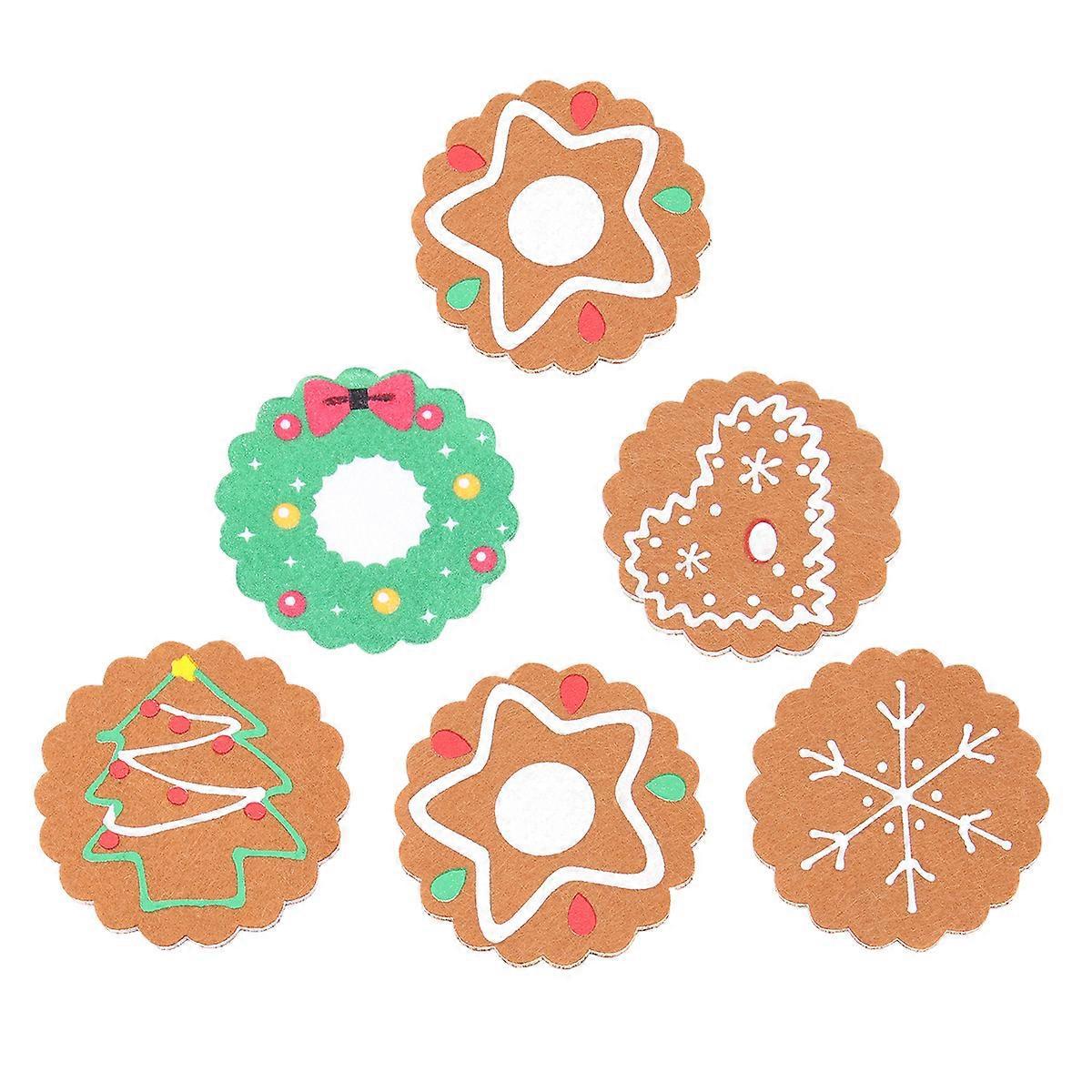 6er-pack Weihnachtsuntersetzer Aus Vliesstoff, Runde Becheruntersetzer, Rutschfest, Wärmeisolierend, Für Flaschen Und Becher, Für Zuhause, Restaurant, Party (5 Verschiedene Muster)-9.5x9.5cm
