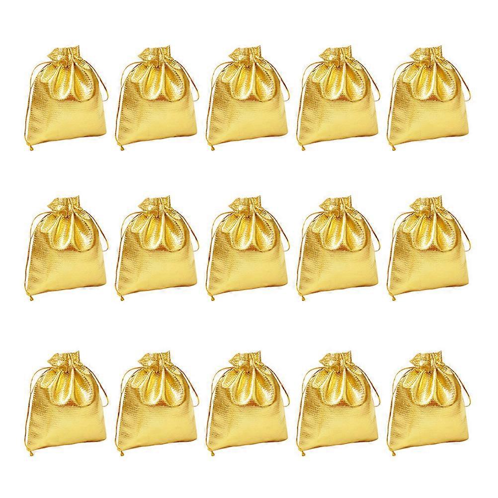 100 Stück Durchsichtige Geschenktüten, Goldene Geschenktüten Mit Kordelzug, Schmuckbeutel Mit Kordelzug-7x5x0.1cm-golden