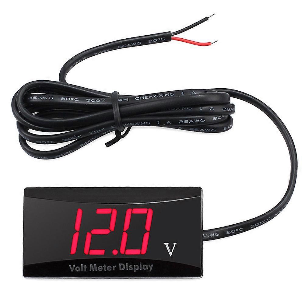 Tragbares, Wasserdichtes Voltmeter Mit Blauer Led-anzeige, Dc 12v, Für Auto Und Motorrad (rot)-5.6x2.9x1cm-red