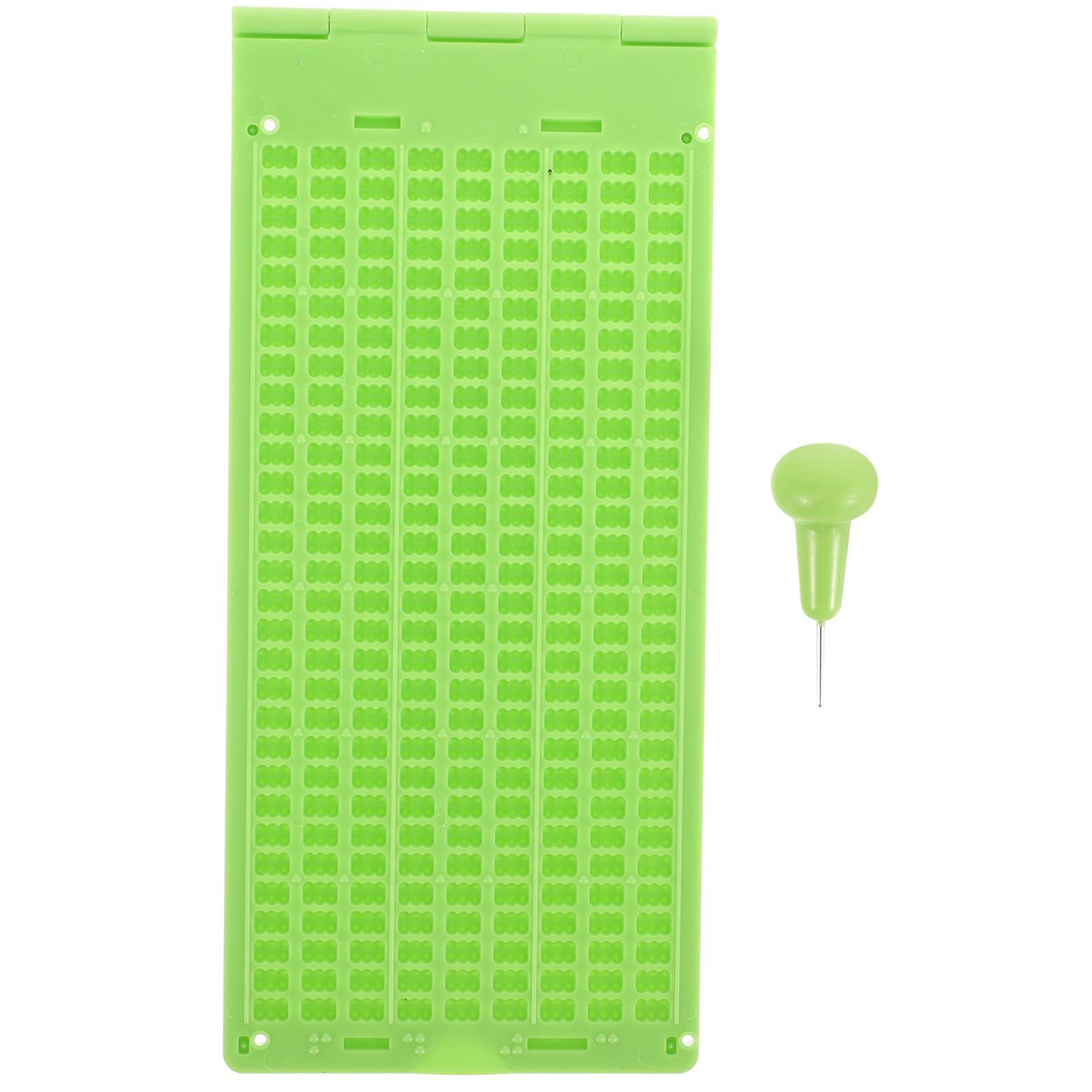 1 Set Braille-schreibtafel Aus Kunststoff Mit Stift Für Blinde-22x10cm-light Green