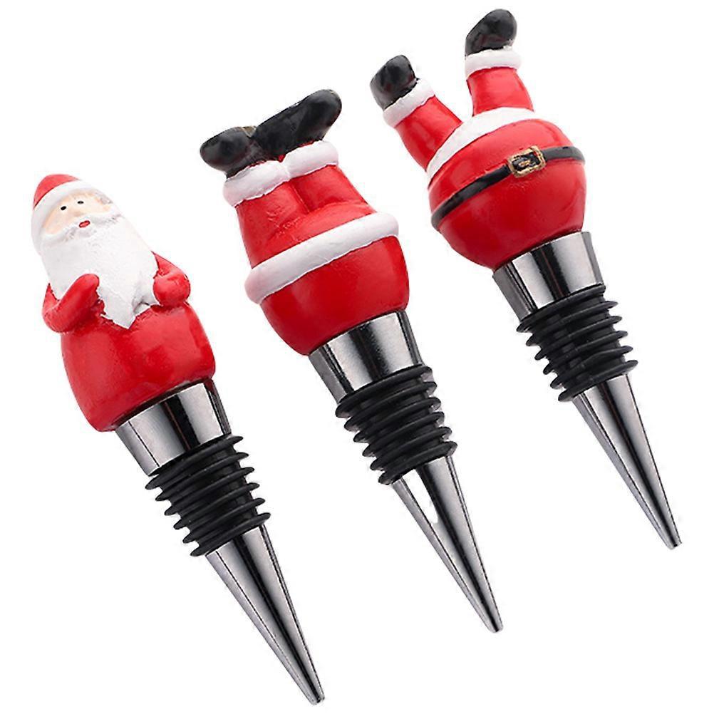 3er-set Weihnachts-weinstopper, Rotweinflaschenstopper, Dekorativer Verschluss-11.00x5.00x4.00cm