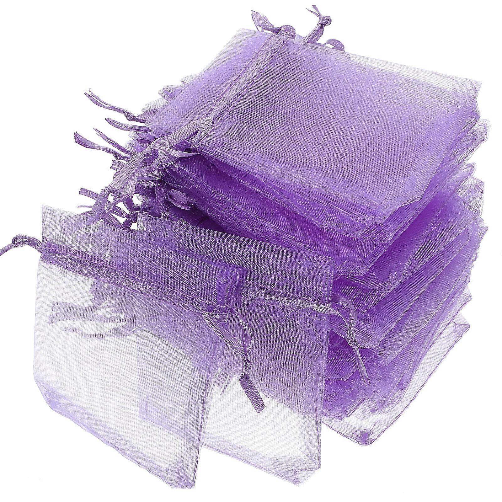 50 Stück Organza-bonbontüten, Schmuckverpackungsbeutel, Tragbare Beutel Mit Kordelzug-9x7x0.1cm-purple