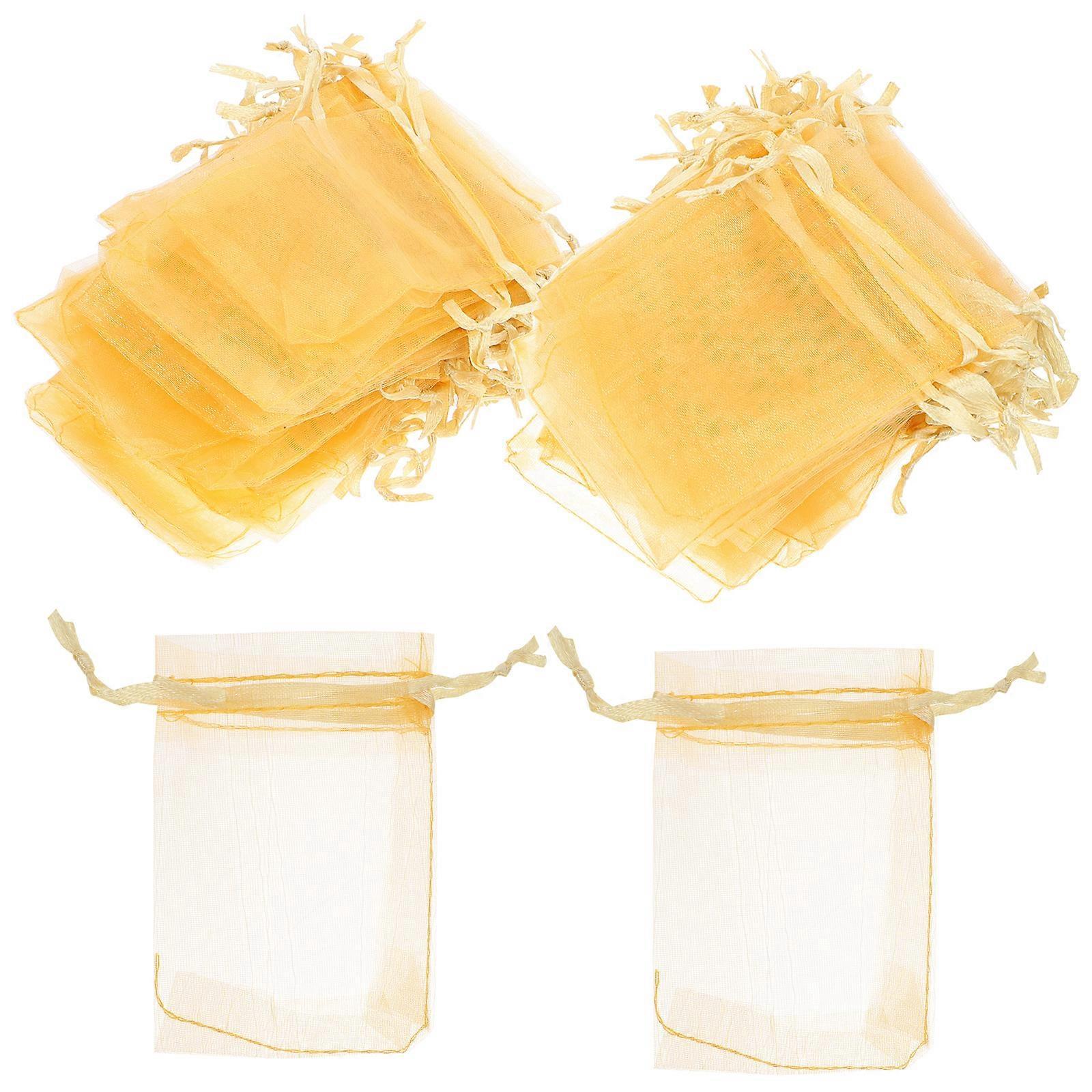 100 Stück Organzabeutel, Gastgeschenke Für Hochzeiten, Schmuckbeutel, Schmuckbeutel Mit Kordelzug-9x7x0.1cm-golden