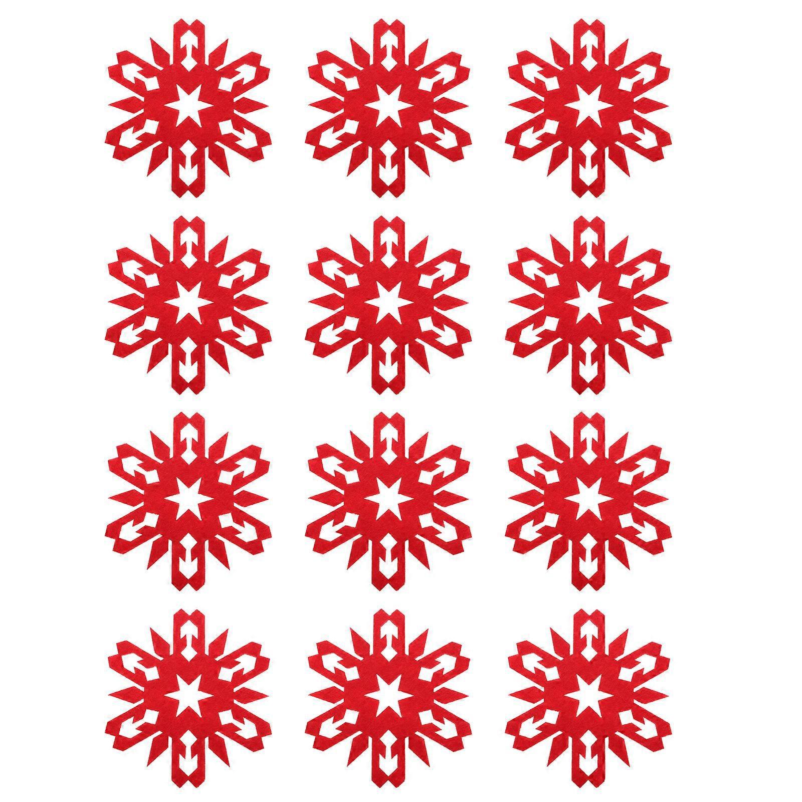 12er-set Weihnachtstassenuntersetzer Aus Filz In Schneeflockenform, Haushaltsuntersetzer, Tassenpads-10x10cm-red