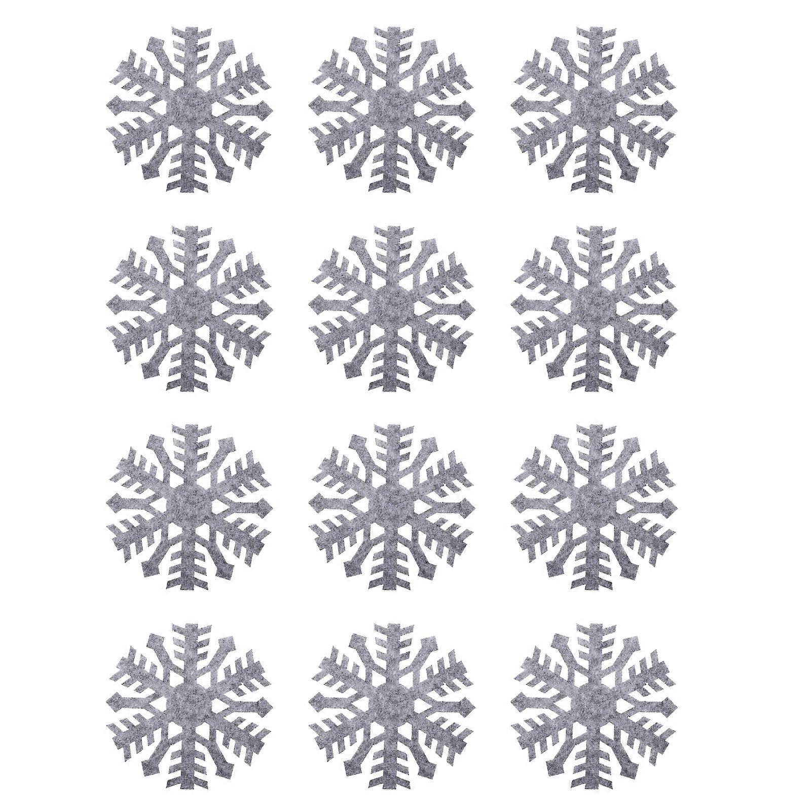 12er-set Weihnachtstassenuntersetzer Aus Filz In Schneeflockenform, Haushaltsuntersetzer, Tassenpads-10x10cm-grey