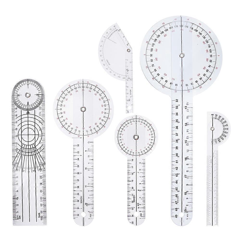 6 Stück Wirbelsäulengoniometer, Fingergoniometer, 360-grad-medizingoniometer, Winkelmesser-32x13cm-silver