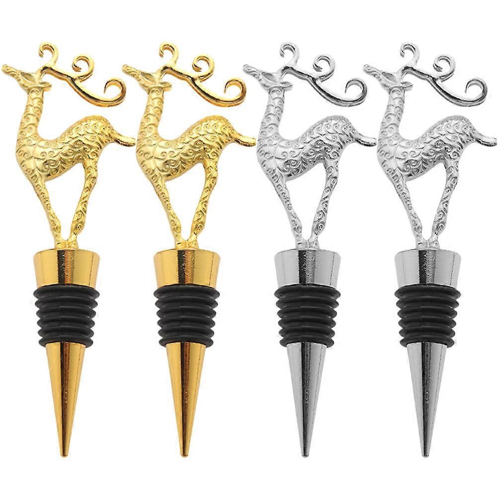 4er-set Weinflaschenverschlüsse Mit Elchmotiv – Weihnachtsgeschenk Für Wein, Champagner Und Bier-12.5x5cm