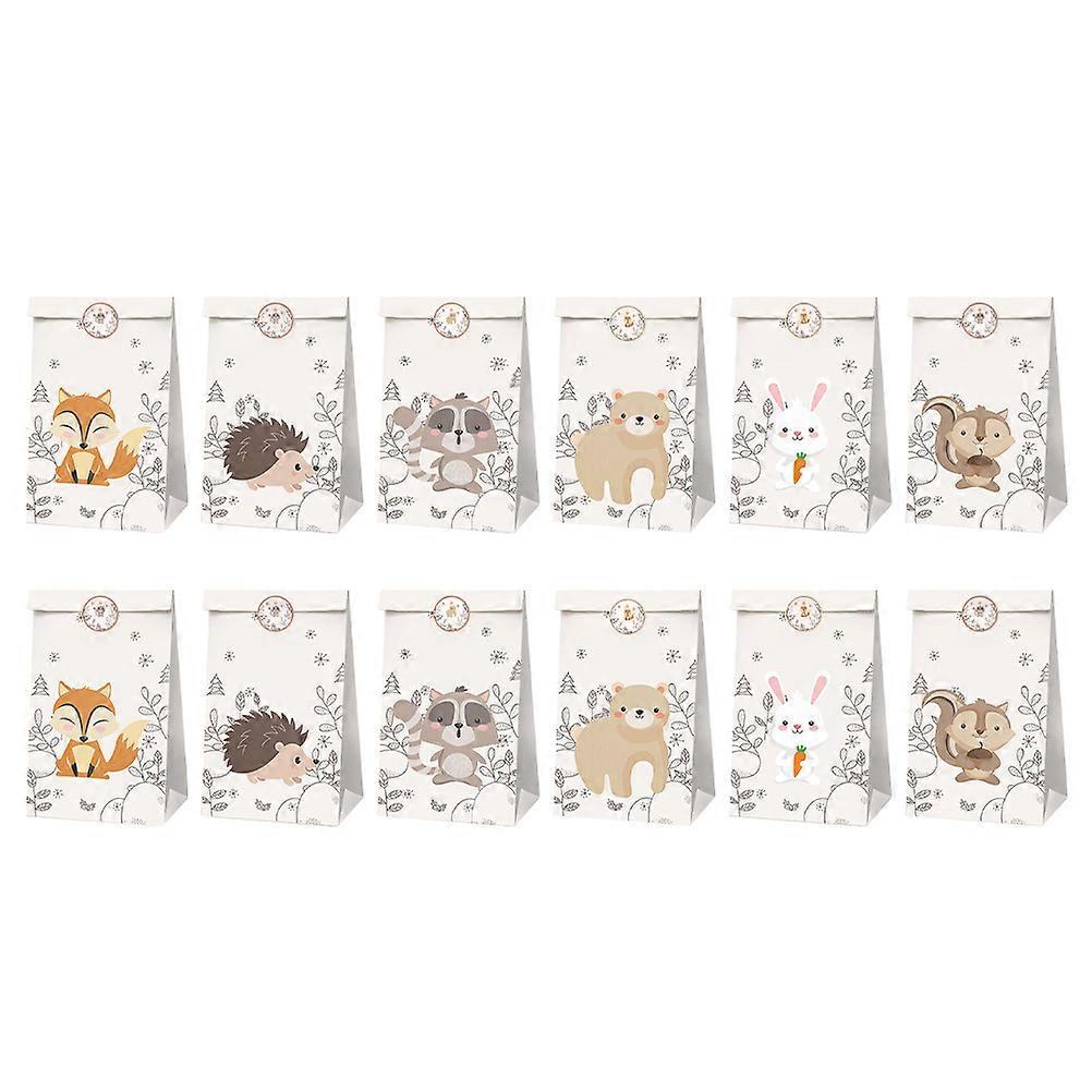 12er-pack Dschungeltier-geschenktüten Für Geburtstage, Partys, Hochzeiten, Babypartys, Einzelhandel-19.8x11.9cm