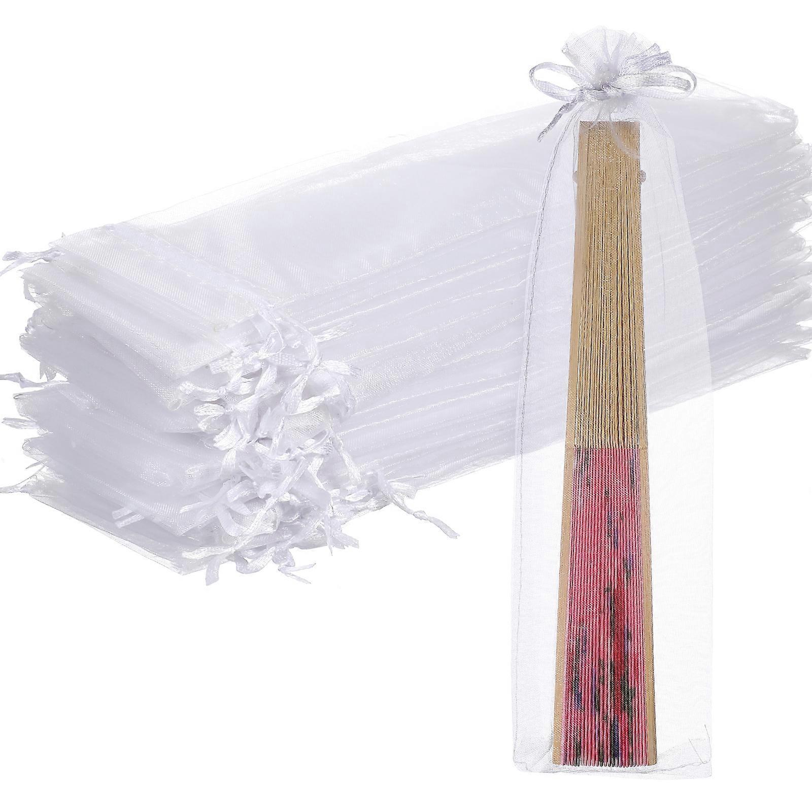 50 Stück Organza-faltfächerbeutel Mit Kordelzug, Ideal Als Gastgeschenk Für Partys Und Hochzeiten (weiß)-50pcs-white