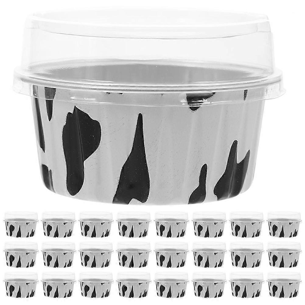 25 Stück Party-dessertförmchen Aus Aluminiumfolie, Backförmchen Für Muffins Mit Deckel-8.5x8.5x5.5cm