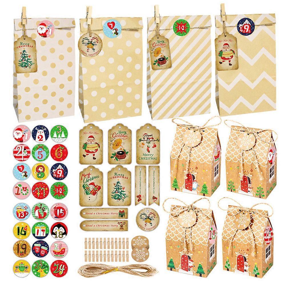 Set Weihnachtsgeschenktüten, Kreative Und Bezaubernde Papiertüten, Geschenkverpackungsbeutel-24x13x8cm