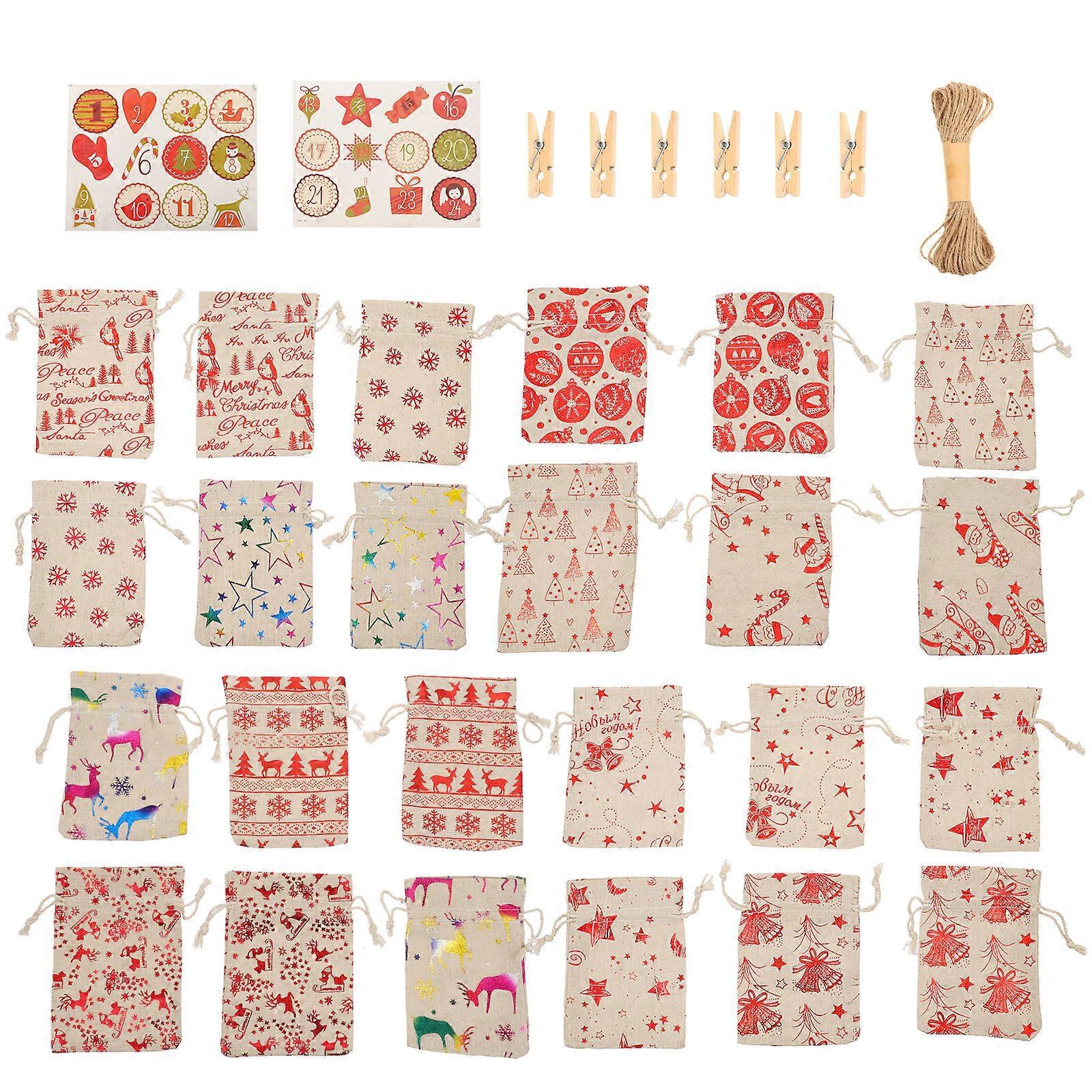 24-teiliges Set Mit Geschenktüten Mit Kordelzug Für Süßigkeiten, Weihnachtsplätzchen Und Mehr – Ideal Zur Aufbewahrung.-13x18cm