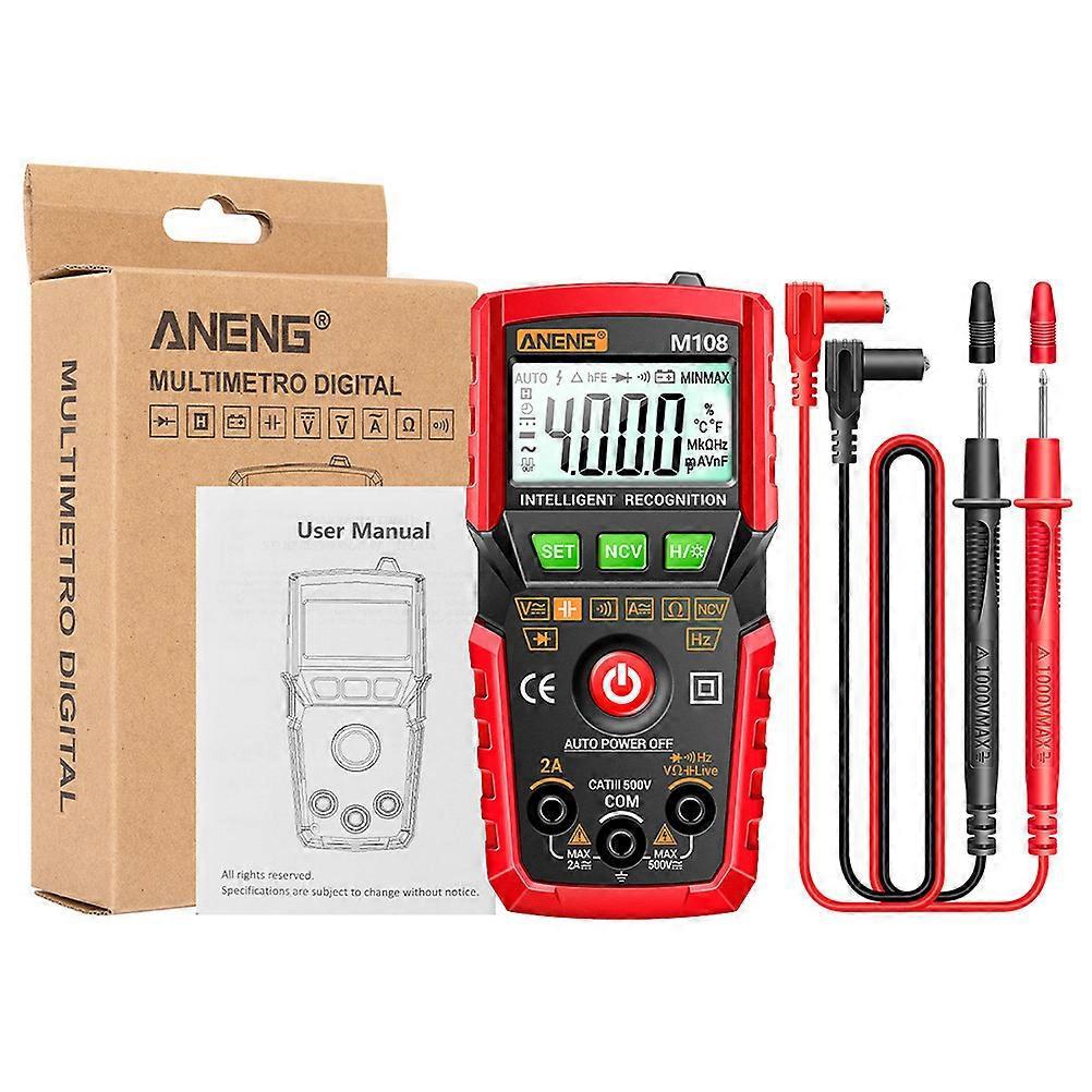 Digitales Multimeter Mit 4000 Zählern, Voltmeter, Automatischer Bereichswahl-12.03x5.73cm-red