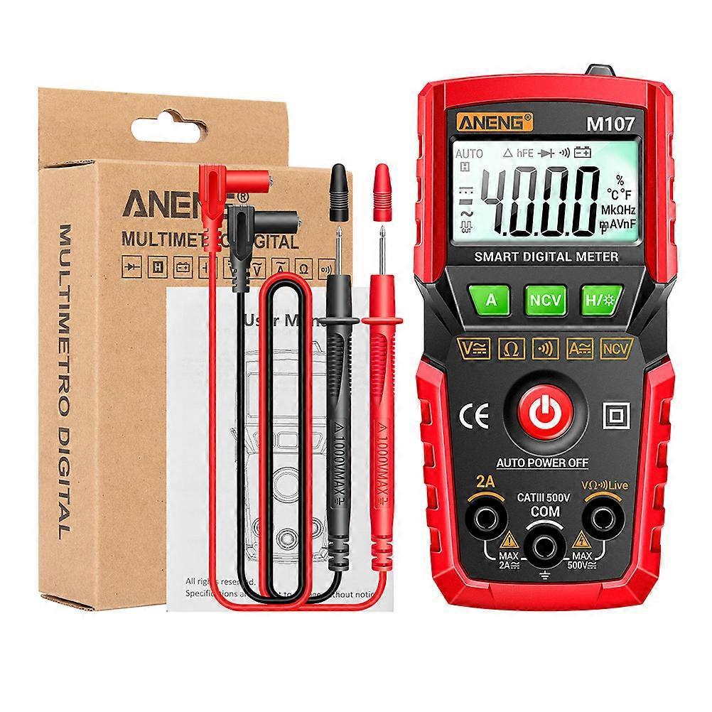 Professionelles, Tragbares Voltmeter Mit 4000 Messpunkten Und Automatischer Bereichswahl Sowie Frequenzmesser-12.03x5.73cm-red