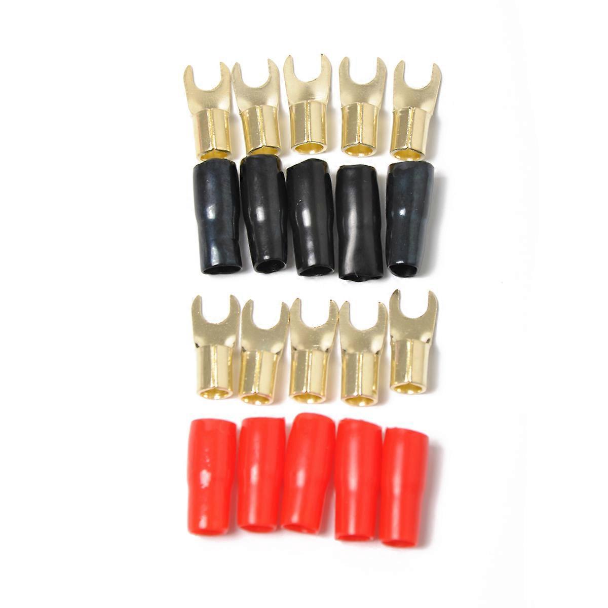 5 Paar Vergoldete, Kupferbeschichtete 8-gauge-streifen-flachsteckverbinder, Gabeladapter, Stecker, Crimp-barriere-flachsteckverbinder Für Lautsprecherkabel