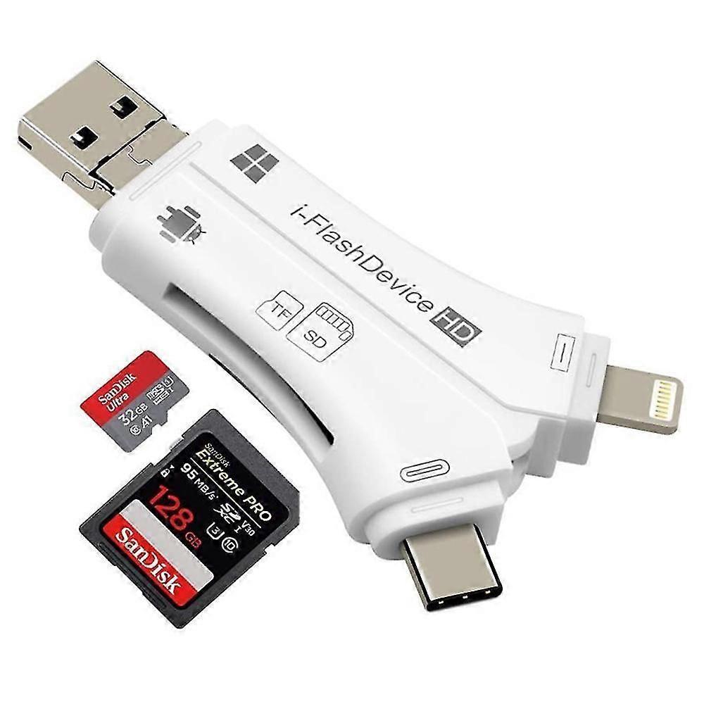 4-in-1-adapter Für Externe Kartenleser (usb, Micro-sd & Tf)-white