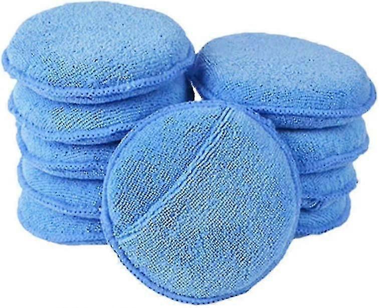 Mikrofaser-wachsapplikatorpads Für Autos Mit Gummiband, Runder Schwamm, Wachspolitur Für Autos, Durchmesser 10er-pack, Blau