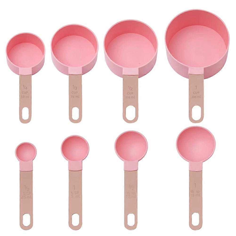 1 Set Küchenmessbecher, Kochmesslöffel, Waagenmessbecher-14x9cm-pink