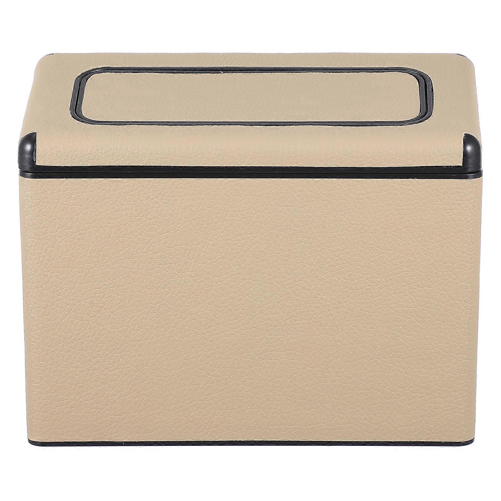Tragbarer Auto-mülleimer Mit Deckel, Auslaufsicherer Auto-mülleimer-16x13cm-beige