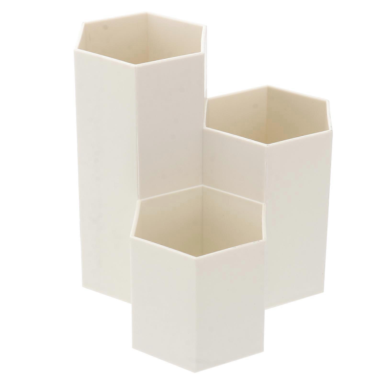 Kreativer Sechseckiger Stiftehalter, Aufbewahrungsbox Aus Kunststoff Für Den Schreibtisch, Bürobedarf Für Schüler (cremefarben)-beige