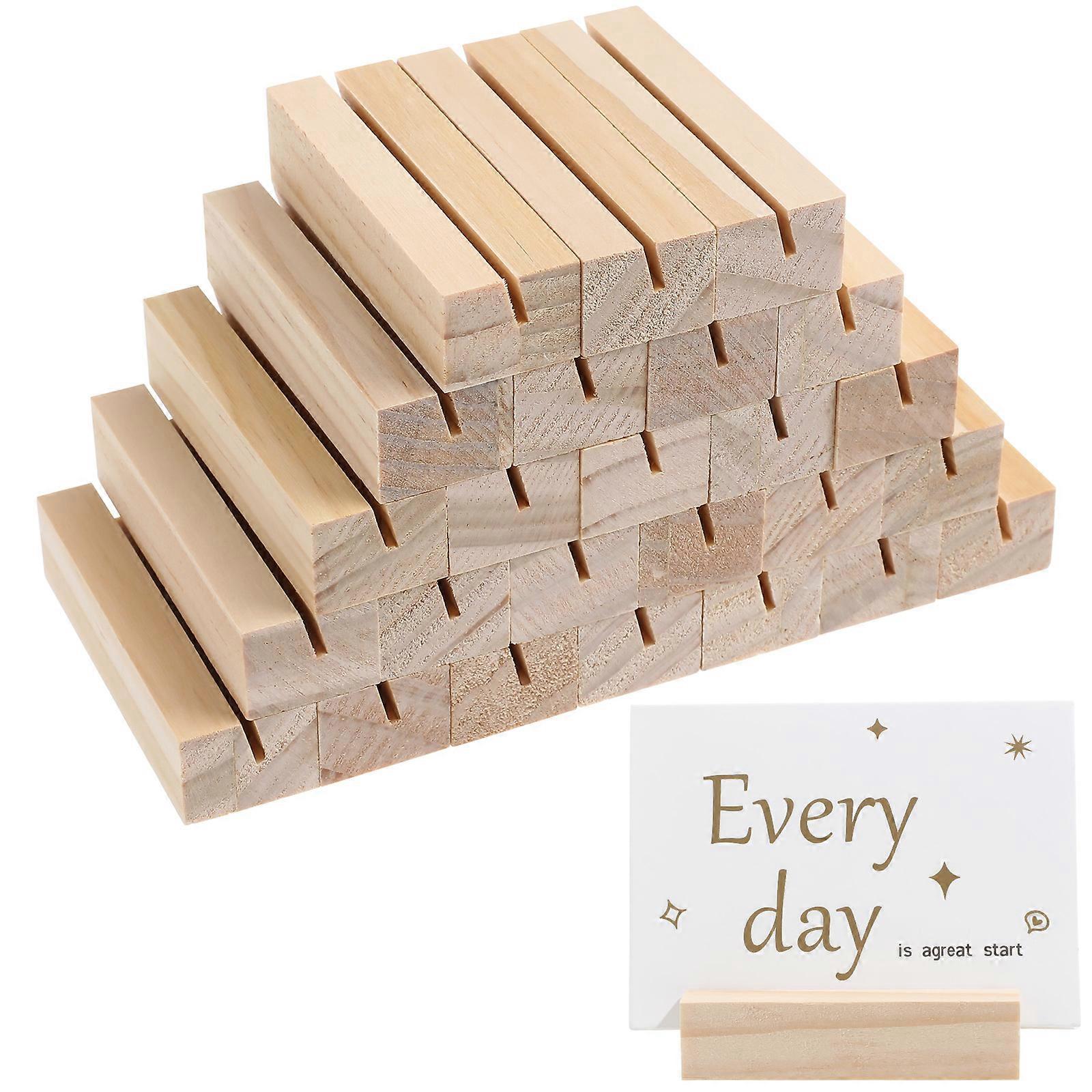 25 Stück Fotohalter-clip-ständer, Rustikale Nummernschildständer, Notizhalterständer, Namensschildständer, Foto-holzsockel-7.2x2.5cm-beige