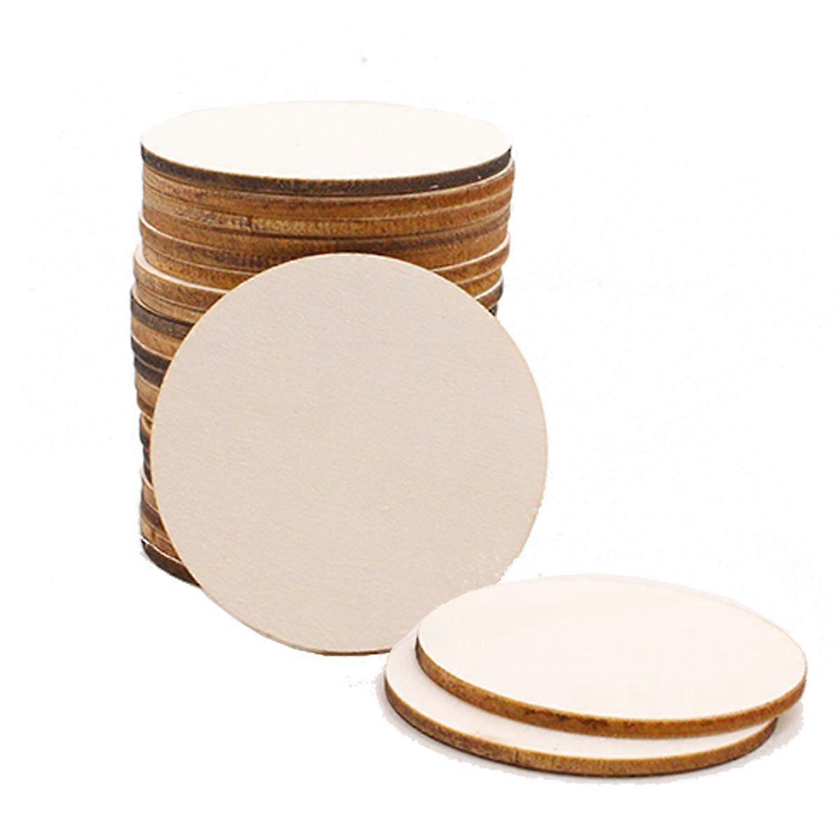 50 Stück Holzanhänger, Holzscheiben, Ornamente, Bastelarbeiten, Baumscheiben, Hochzeitsdekoration-4.5x0.25cm-beige