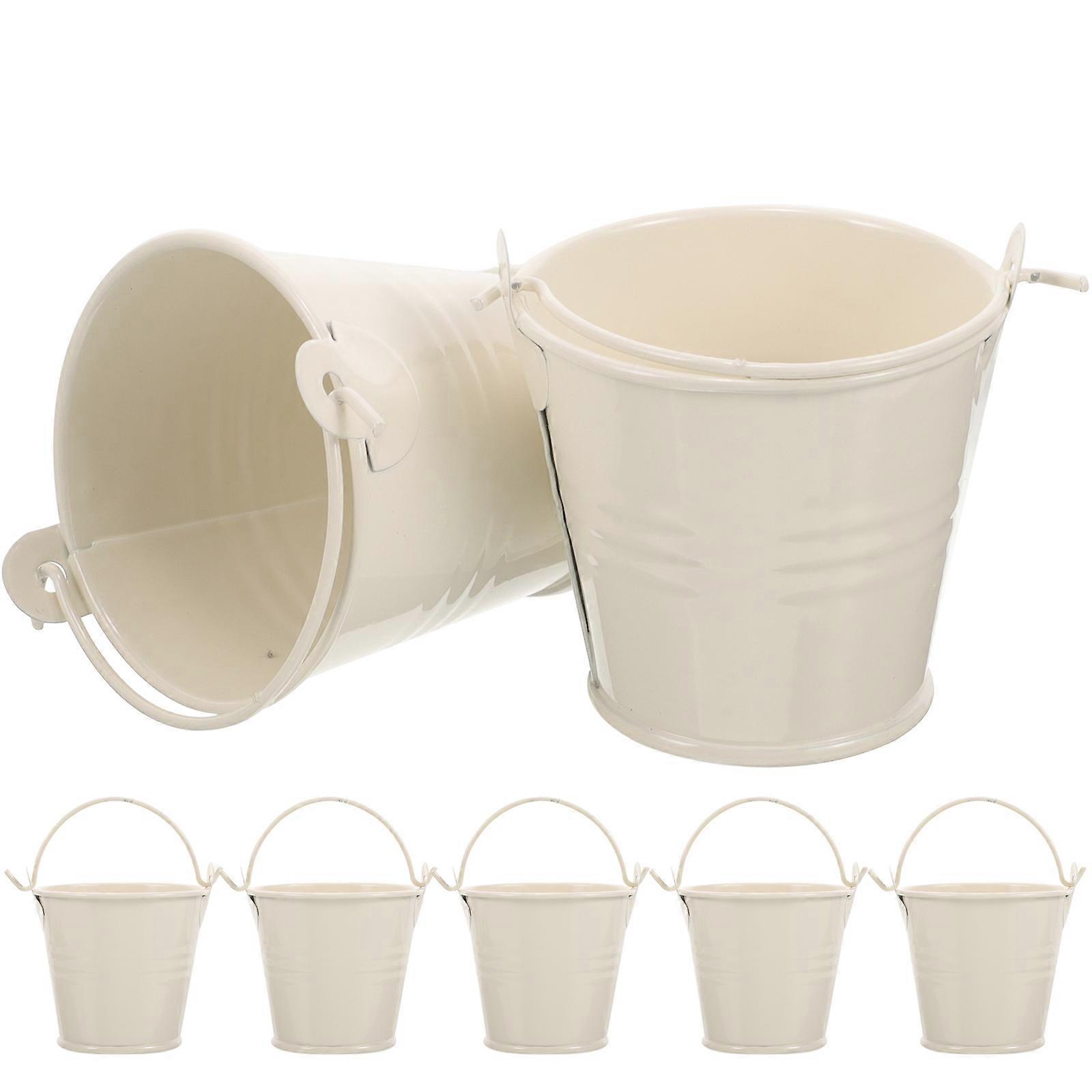 8 Stück Miniatur-eimer Aus Weißblech, Kleiner Blumeneimer, Mini-pflanzeneimer Für Zuhause (beige)-6.2x6.2cm