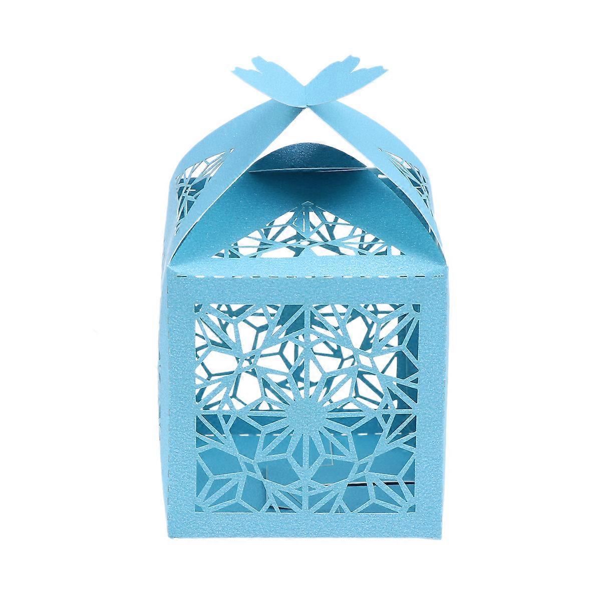 50 Stück Hochzeitsgeschenkboxen, Ausgehöhlte Bastelpapierboxen Für Geschenke, Süßigkeiten (blau)-blue