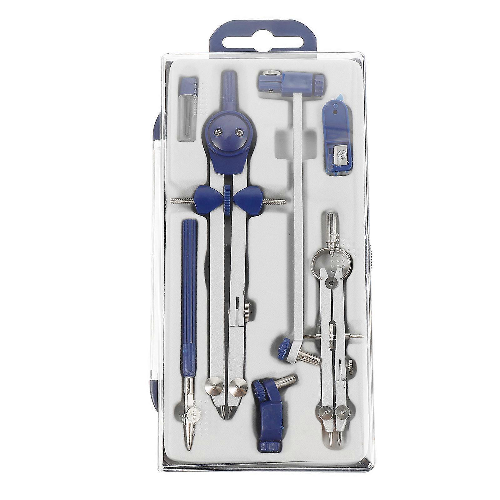 1 Set 7-teiliges Multifunktionales Zeichenzirkel-set, Praktische Zeichenwerkzeuge (blau)-17x5.3x1cm-blue