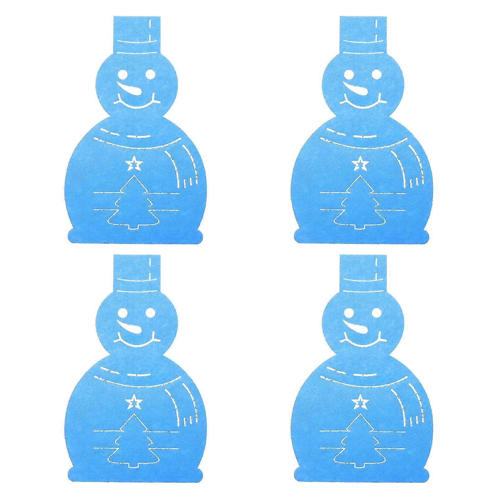 4er-set Schneemann-bestecktaschen, Weihnachtlich Gestaltet, Aus Filz, Mit Ausstechern Und Gabeln Zur Aufbewahrung-21x13cm-blue