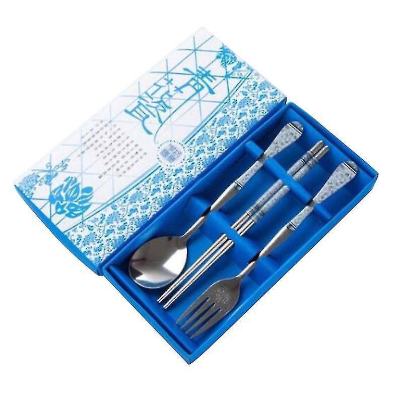 3-teiliges Set: Essstäbchen, Löffel, Gabel