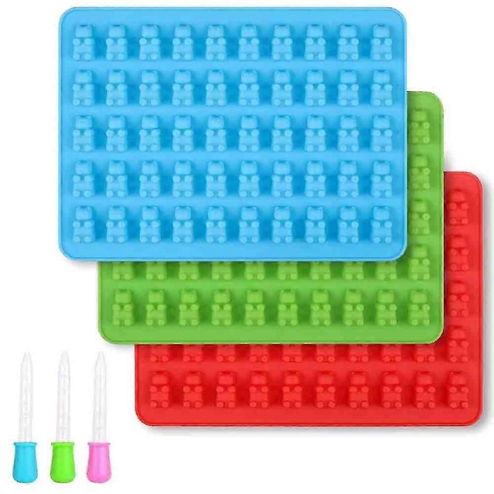 3-teiliges Silikon-formenset Für Gummibärchen, Inklusive Pipetten, Für Gummibärchen, Gelee, Schokolade, Halloween- Und Weihnachtssüßigkeiten (blau, Rot, Grün)