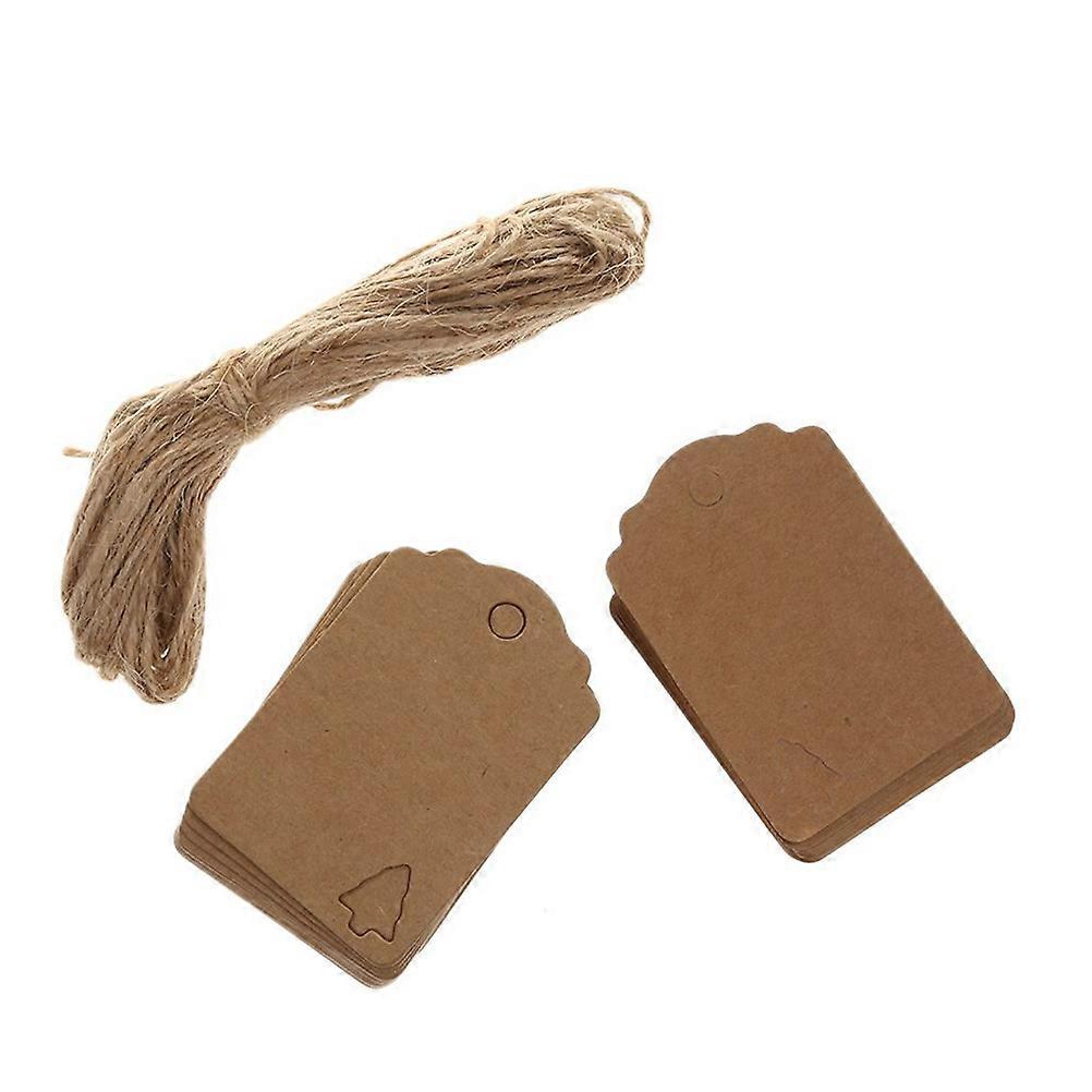 Packung Mit 100 Stück Weihnachtsanhängern Zum Aufhängen Mit 10 M Hanfseil, Kraftpapier-dekorations-geschenkanhänger Mit Hohlem Weihnachtsbaum (braun)-brown