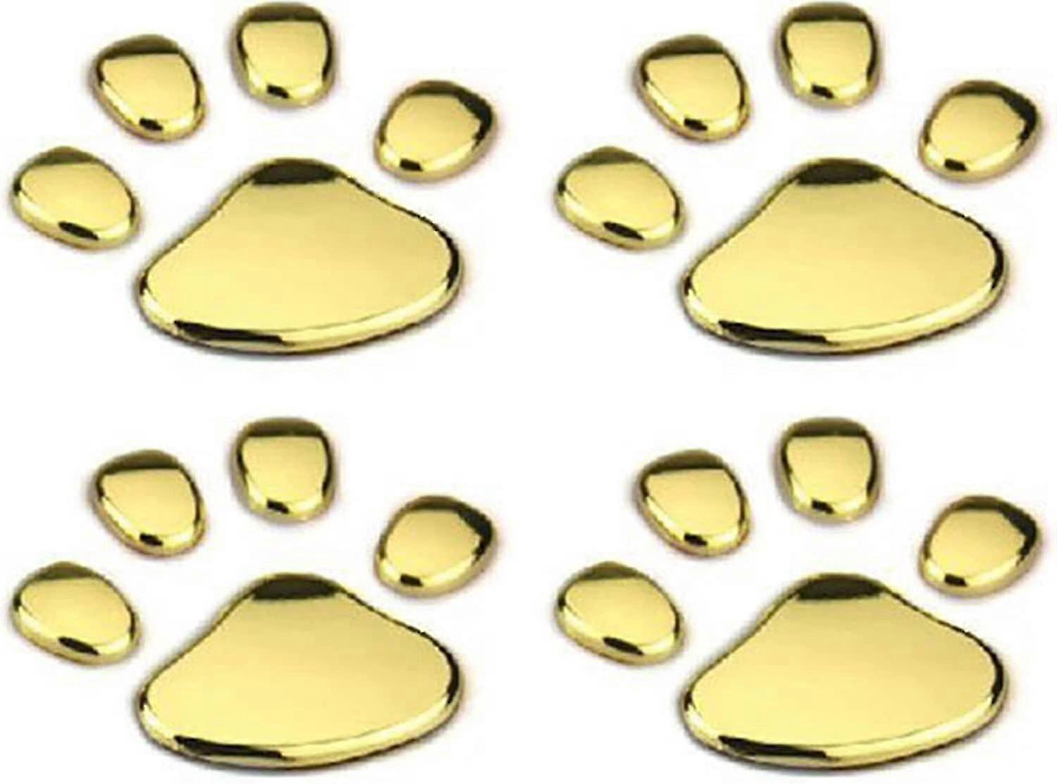 4/12 Stück 3d-autoaufkleber Mit Hundepfotenabdruck In Chrom, Autoemblem-dekoration-4pcs Golden