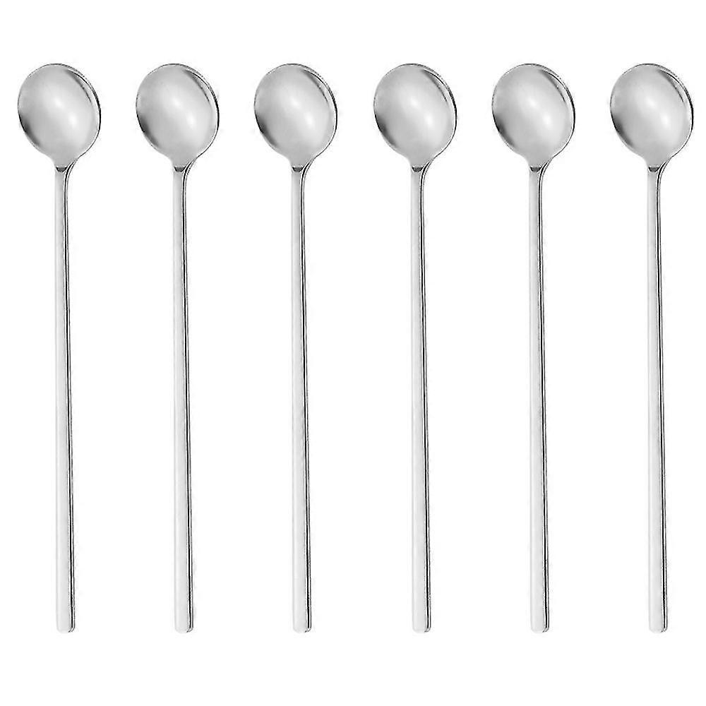 6-teiliges Set: Kaffeelöffel, Rührlöffel, Teelöffel Mit Langem Griff, Eisteelöffel, Lange Rührlöffel-silvery