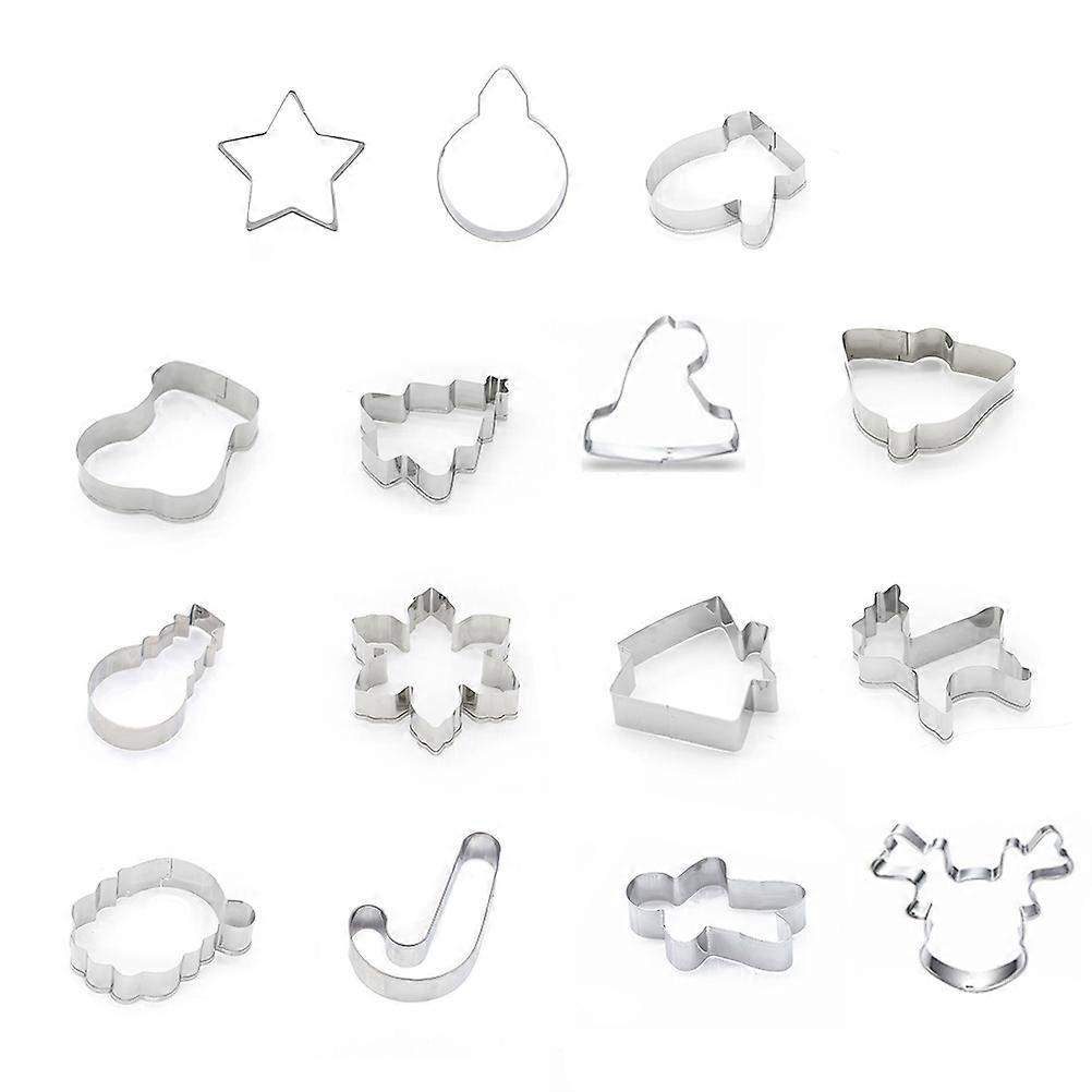 15-teiliges Set Mit Weihnachtlichen Keksformen Aus Edelstahl, Ideal Zum Backen Von Fondant, Kuchen Und Gebäck.-7.36.5cm-silver