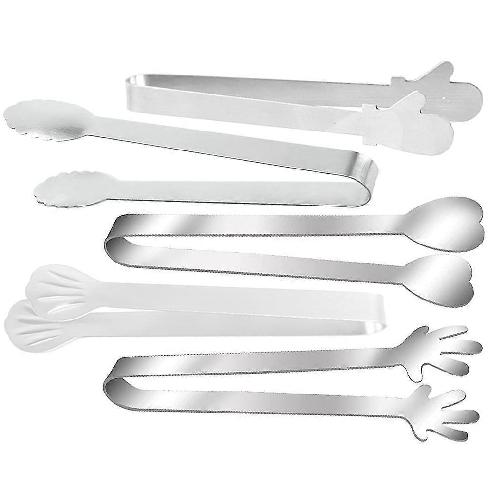 5-teiliges Küchenzangen-set, Servierzange, Mehrzweckzange Mit Verbrennungsschutz, Kochzange-12.5x3cm-silver