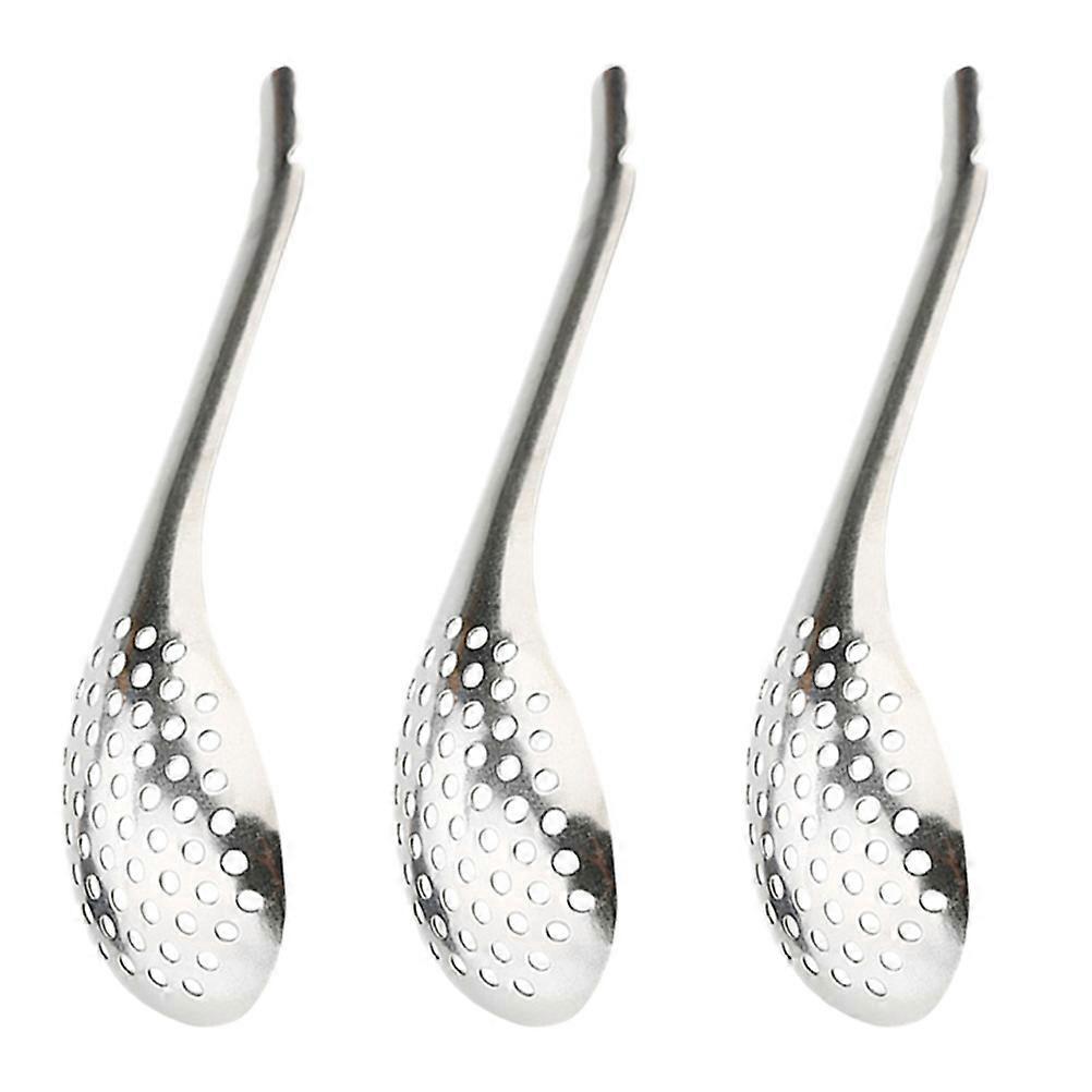1 Set 3-teiliges Edelstahl-kaviarlöffel-sieb-sphärifizierungslöffel (silber)-17x4x0.5cm-silver