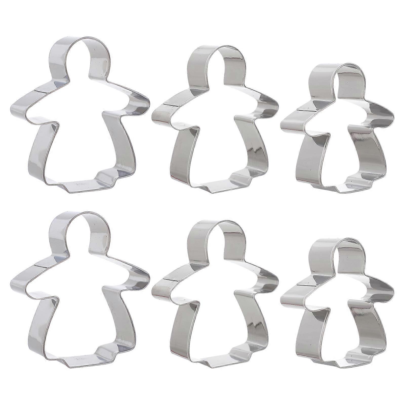 6-teiliges Set Weihnachtsplätzchenausstecher, Lebkuchenmädchen-keksformen, Diy-backwerkzeuge-10.5x9.5x2.5cm-silver