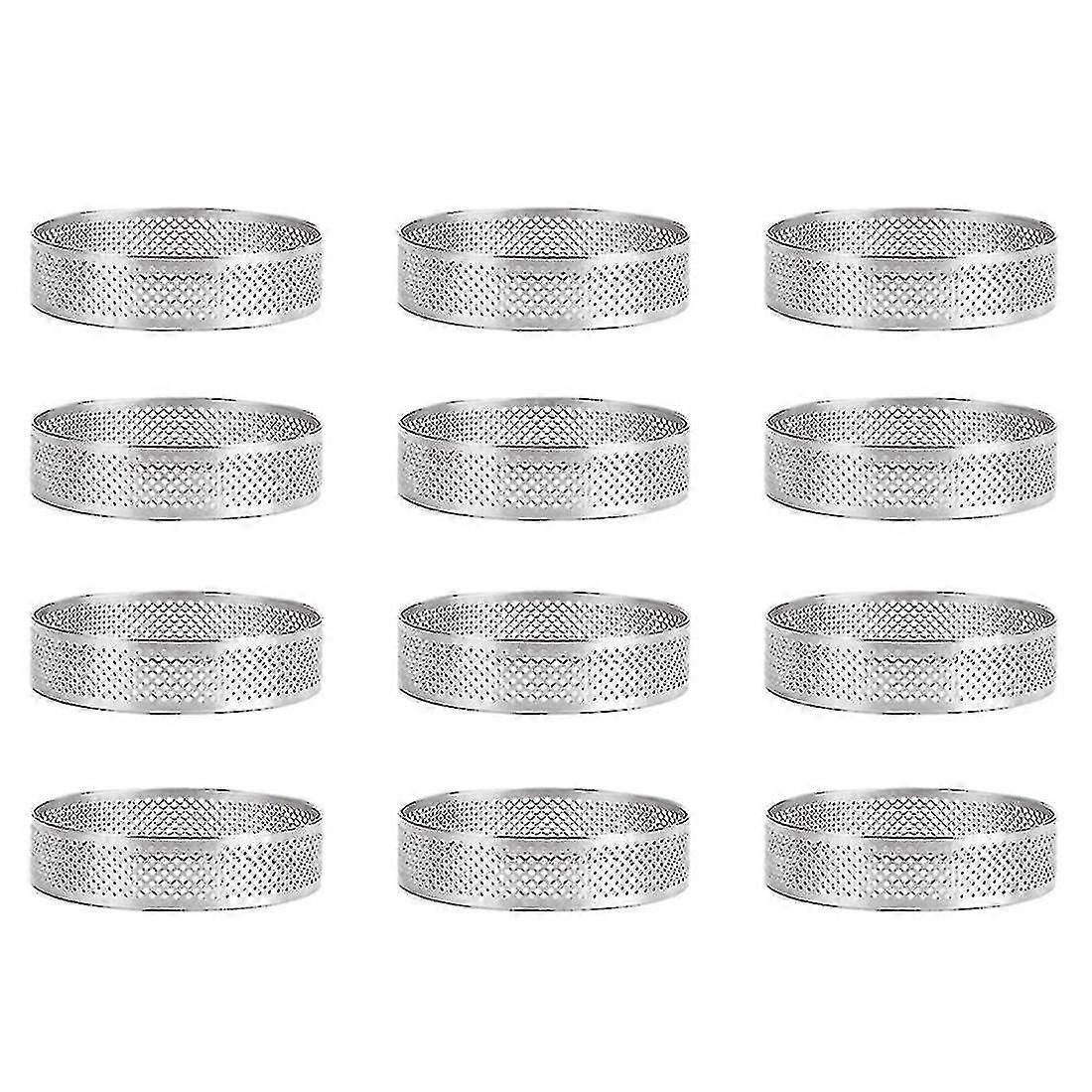 12er-packung Edelstahl-tarteringe, Perforierte Tortenringe, Kuchenform, Runde Kuchenbackform (6 Cm)