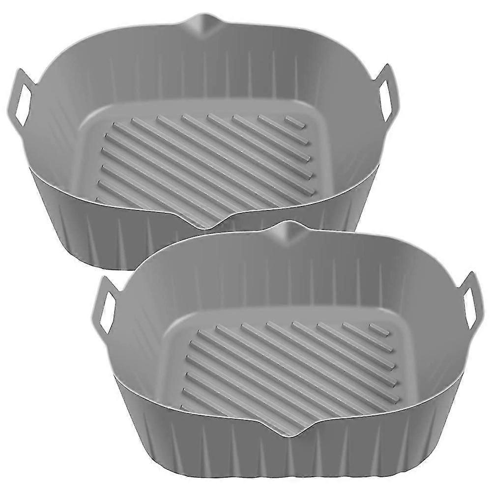 Frittierkorb Aus Silikon Mit Griff, 8,6 Zoll, Wiederverwendbare Frittiereinsätze, Hitzebeständig, Antihaftbeschichtet, Grau