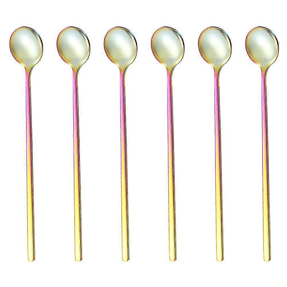 6-teiliges Set: Kaffeelöffel, Rührlöffel, Teelöffel Mit Langem Griff, Eisteelöffel, Lange Rührlöffel-colour