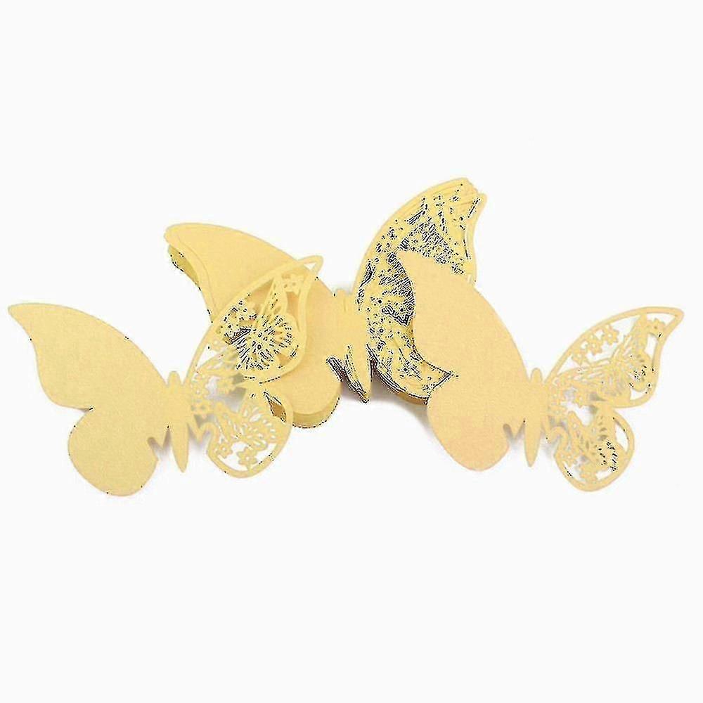50 Stück Schmetterlings-namenskarten Aus Papier Für Weingläser, Präzise Geschnitten -z-gold