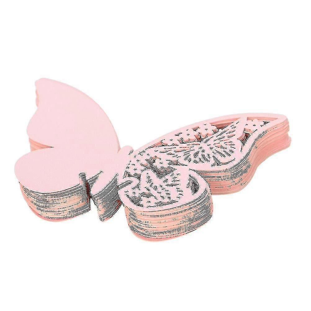 50 Stück Schmetterlings-namenskarten Aus Papier Für Weingläser, Präzise Geschnitten -z-pink